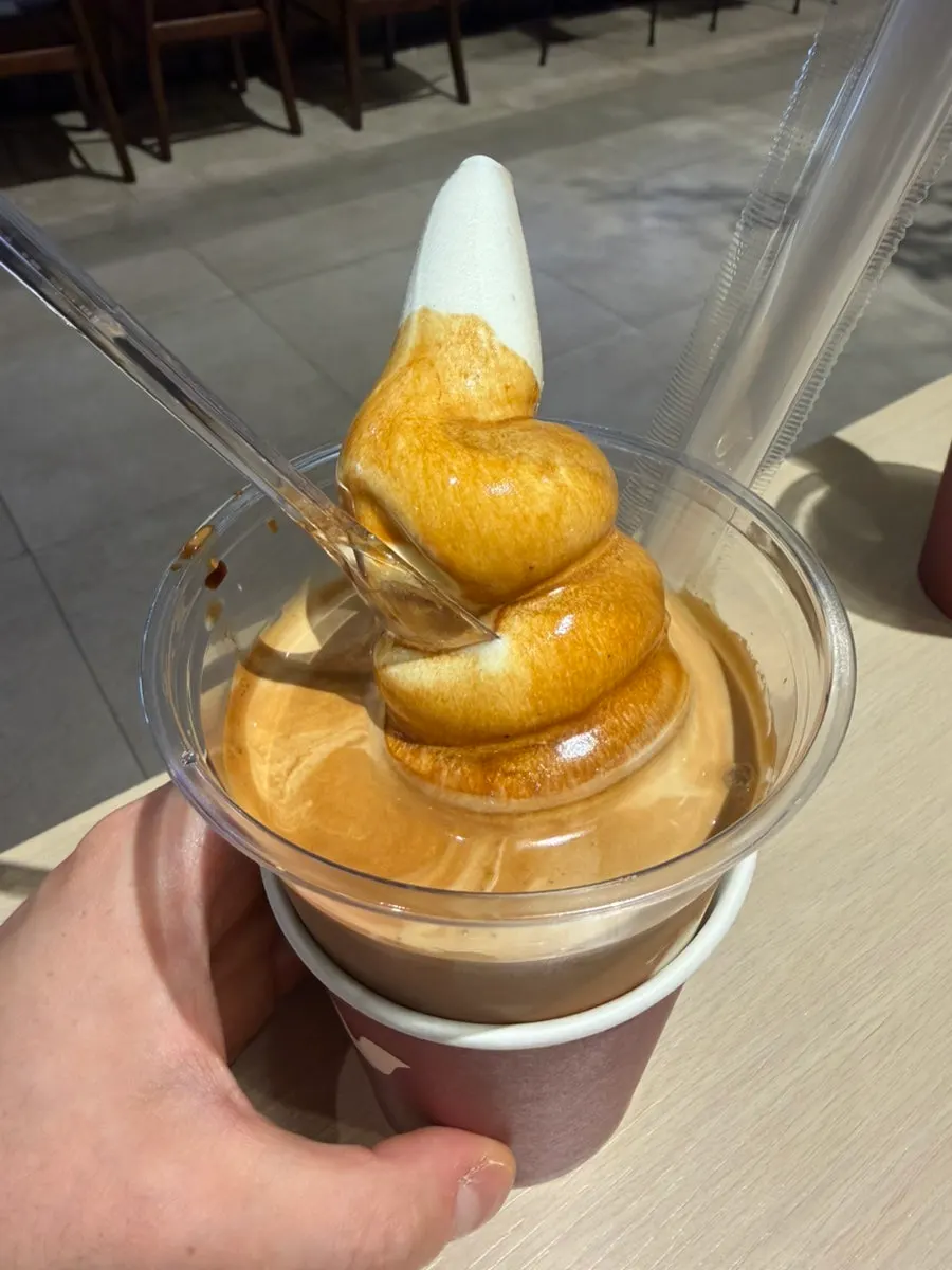 Vanilla Wunder Gato with espresso poured over it