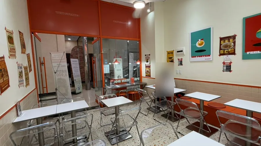 Store seating at Wystab Gwanghwamun, comfortable for solo dining