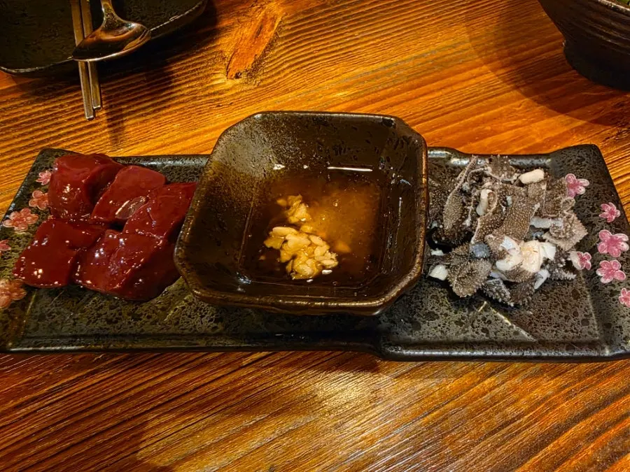 Complimentary liver and tripe
