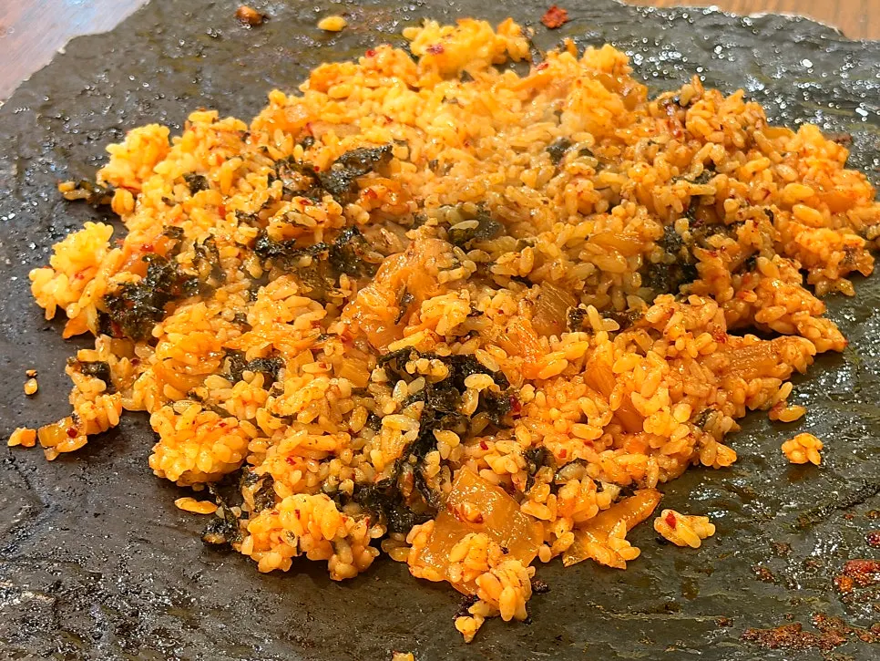 Fried rice cooked on the grill