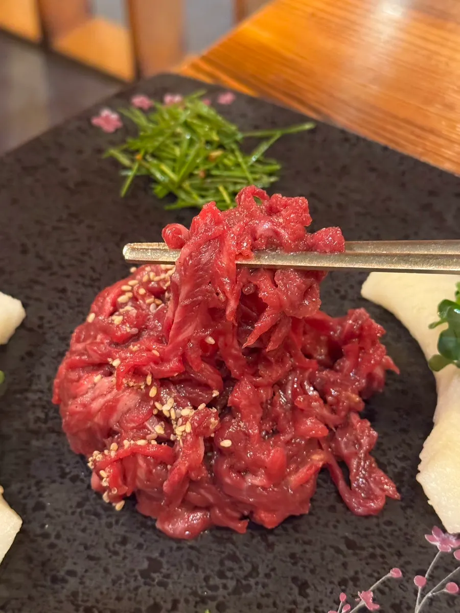 Hanwoo yukhoe tossed in special seasoning