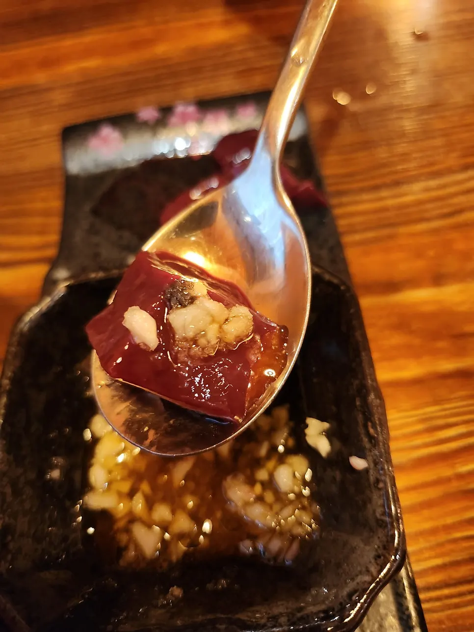A refilled plate of liver and tripe