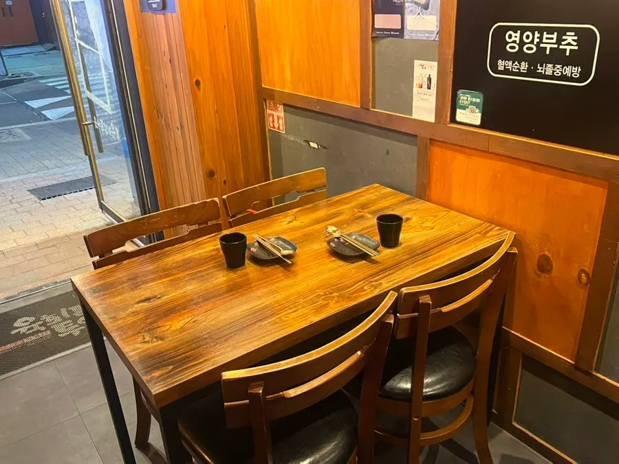Restaurant tables with generous spacing