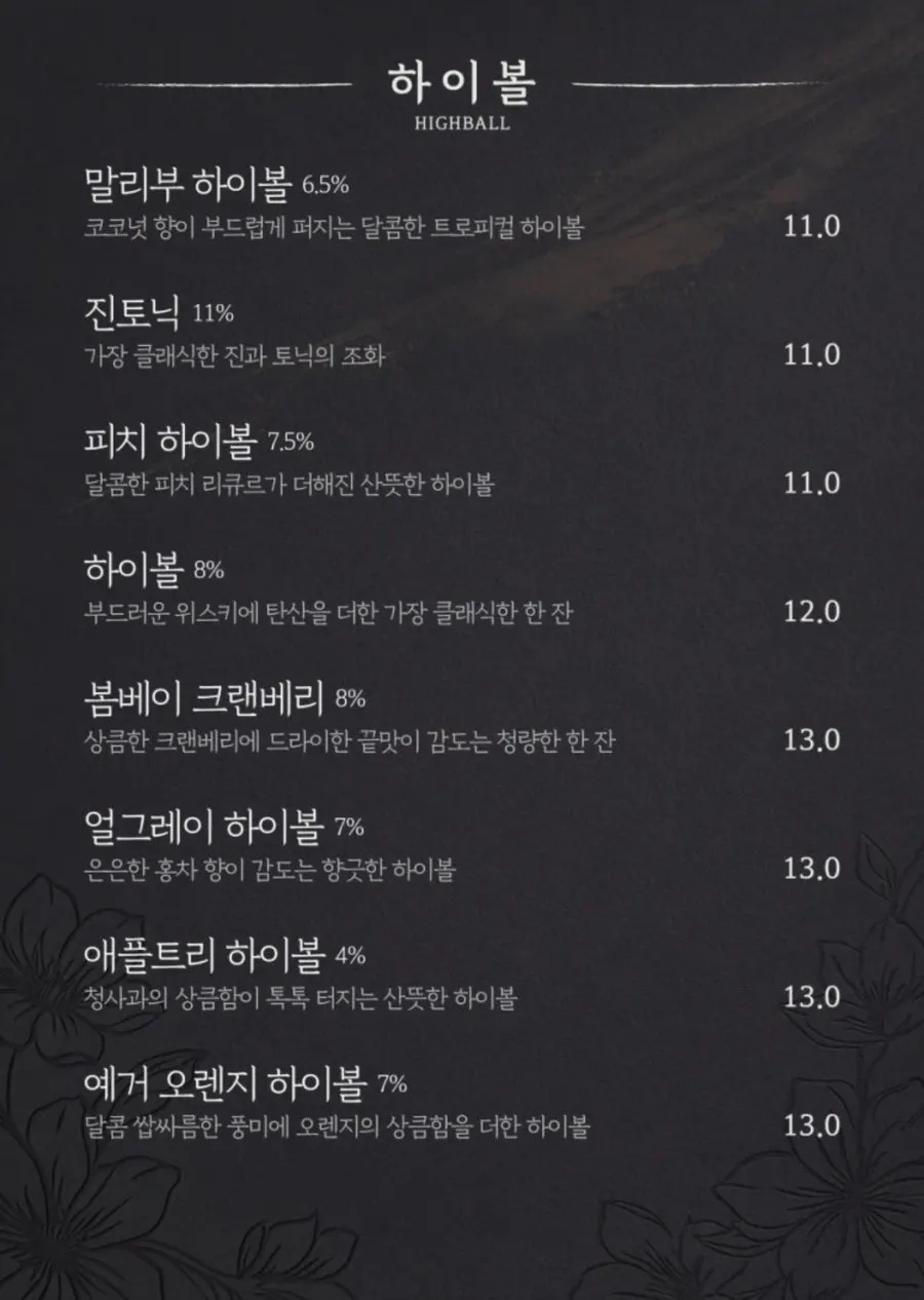 Menu koktel Yahwa