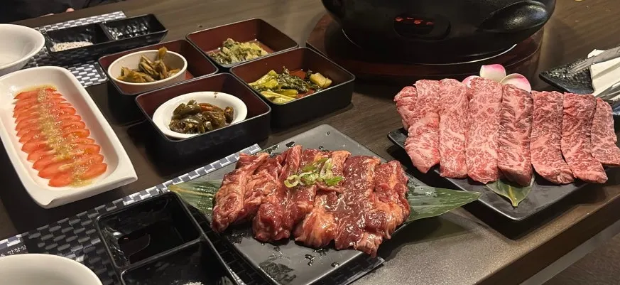 Charcoal brazier set up at the table