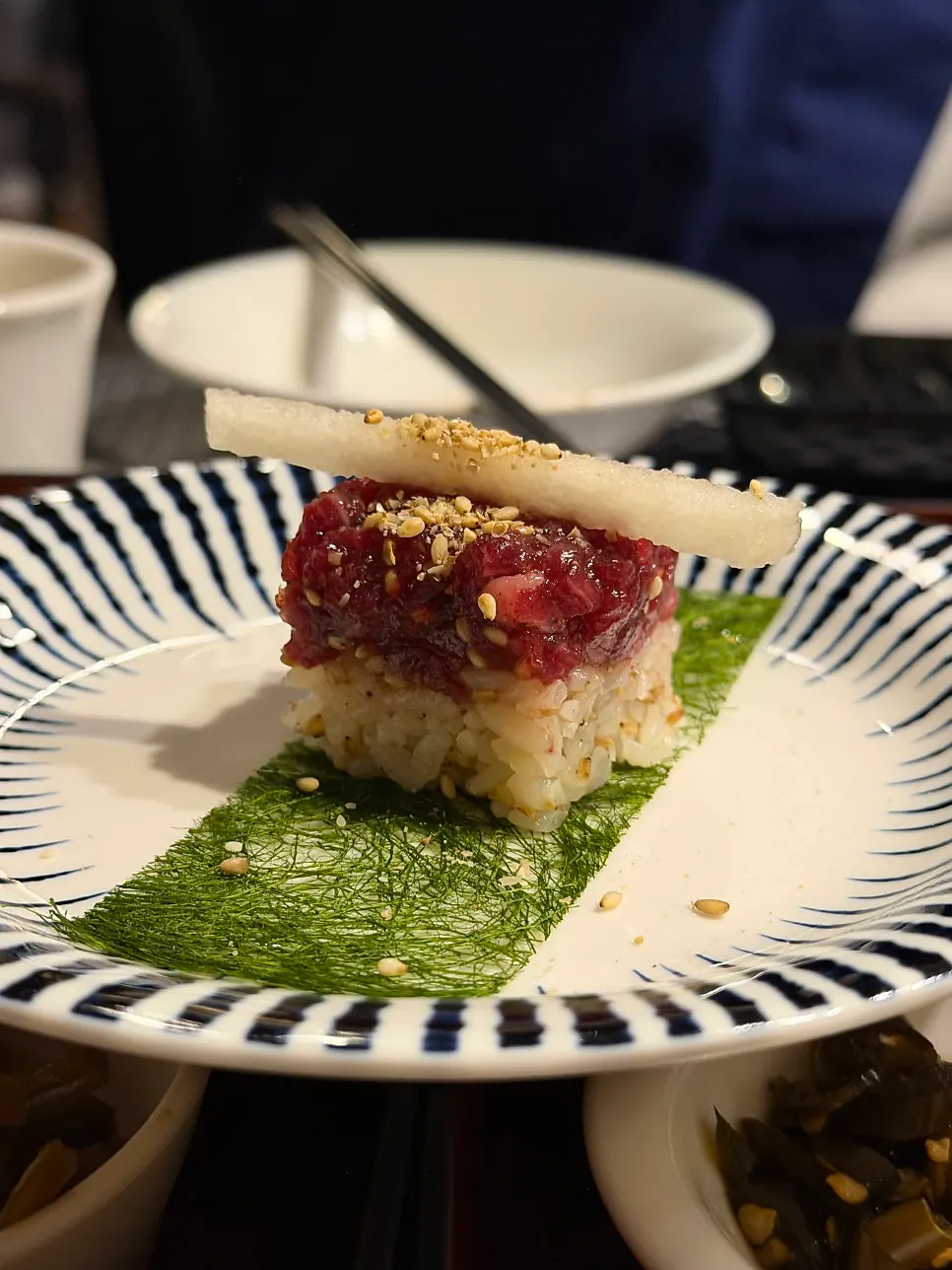 A raw beef gim rice ball (1 piece) won from the review event