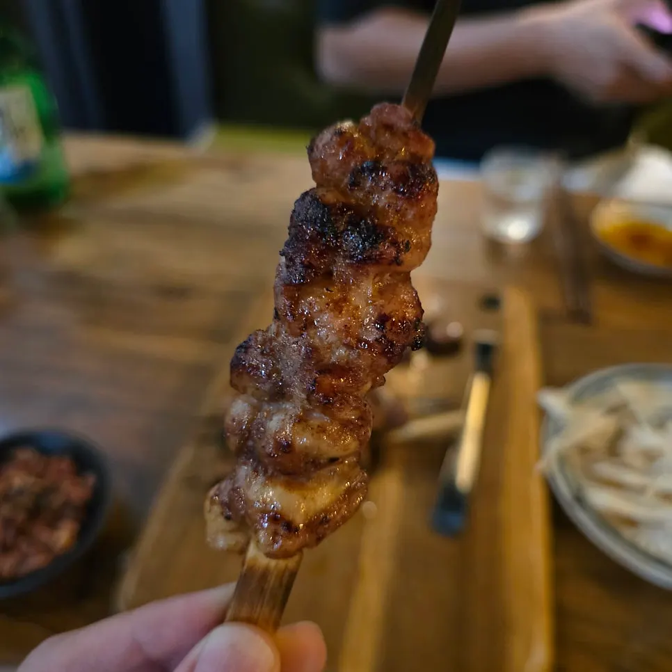 숯불에 구운 염통 꼬치