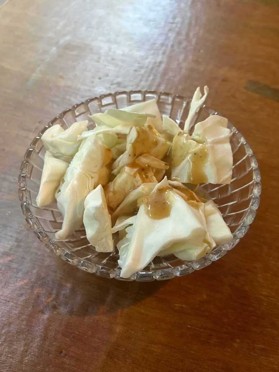 Basic table setting with otoshi cabbage sesame dressing