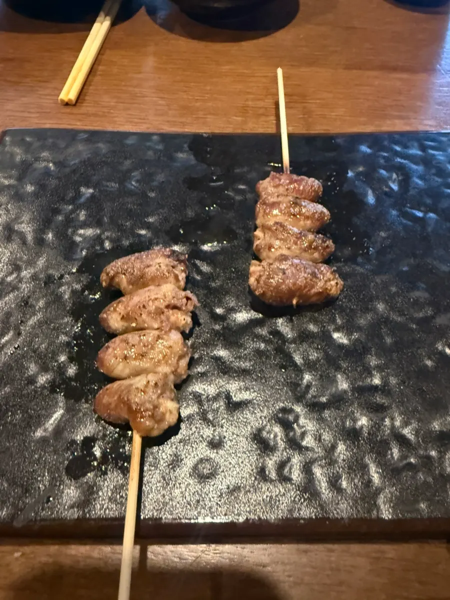 Grilled heart skewer, the fourth course