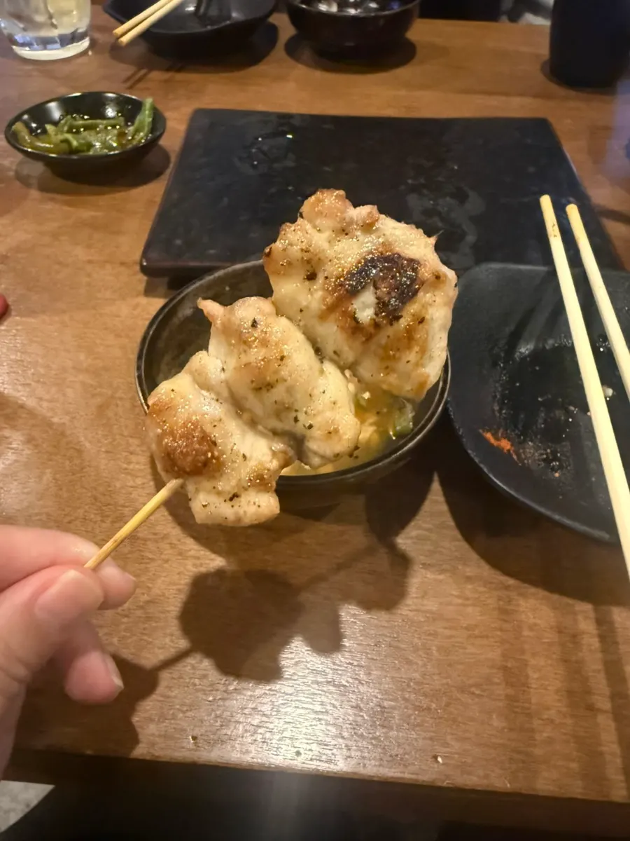 Chicken shoulder skewer, the fifth course