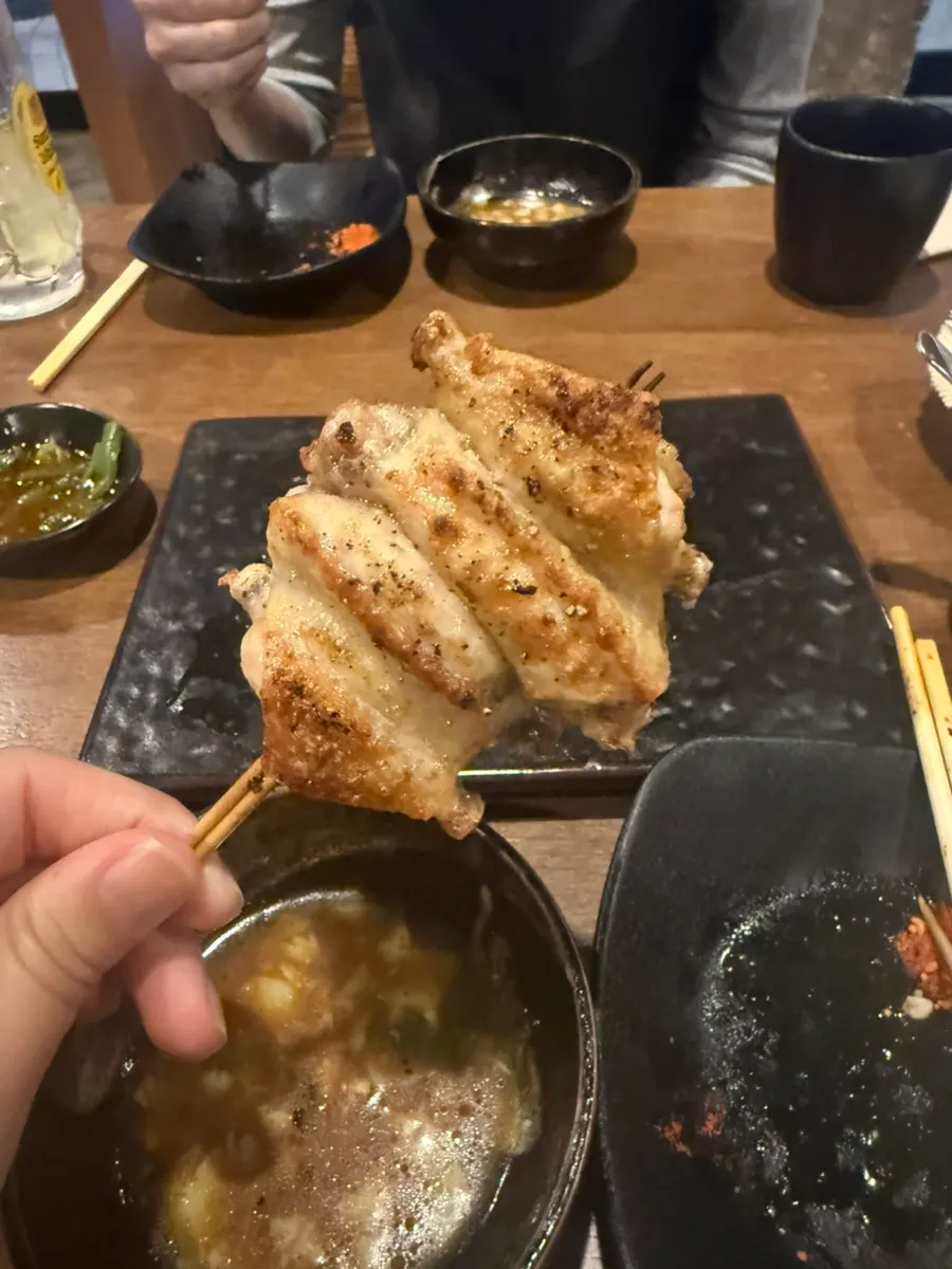 Chicken wing skewer, the final course