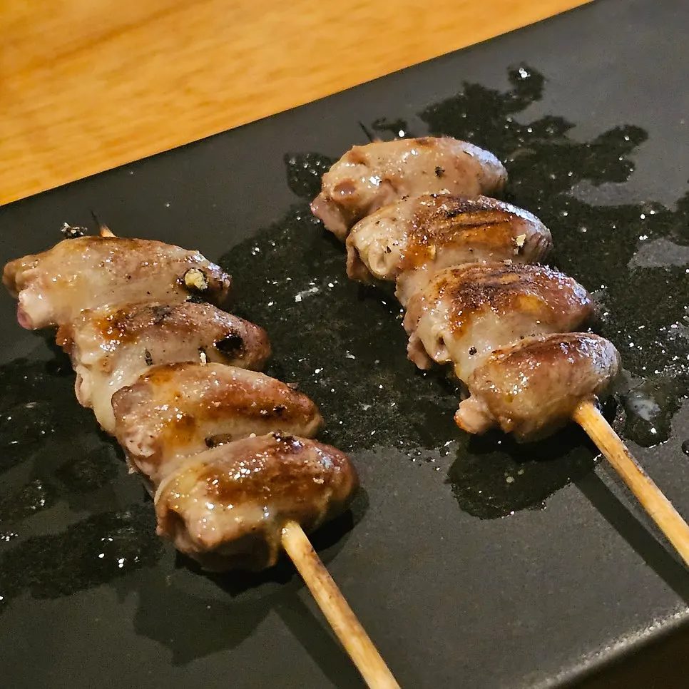 One plate from the 6-skewer yakitori course