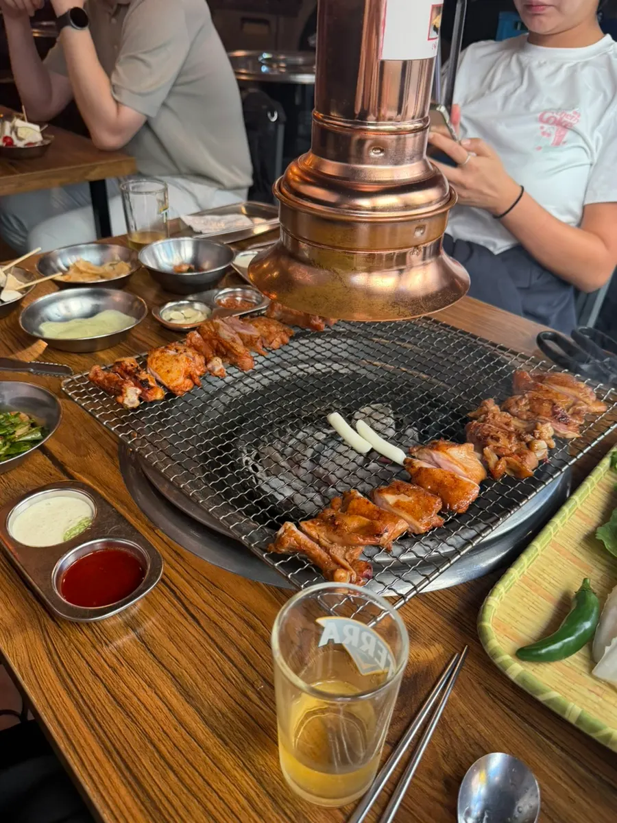 Soju-beer cocktail glass and Korean beef cookies photo