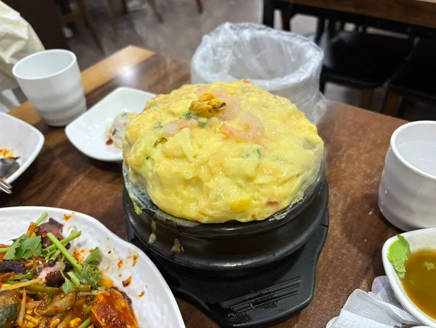 Giant steamed egg custard ordered as a side dish