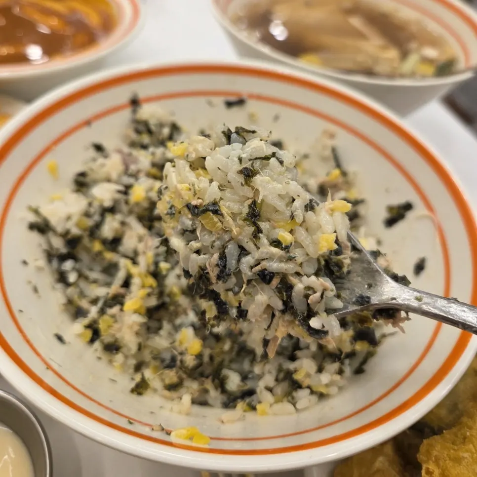 Tuna and rice mixed together into a rice ball