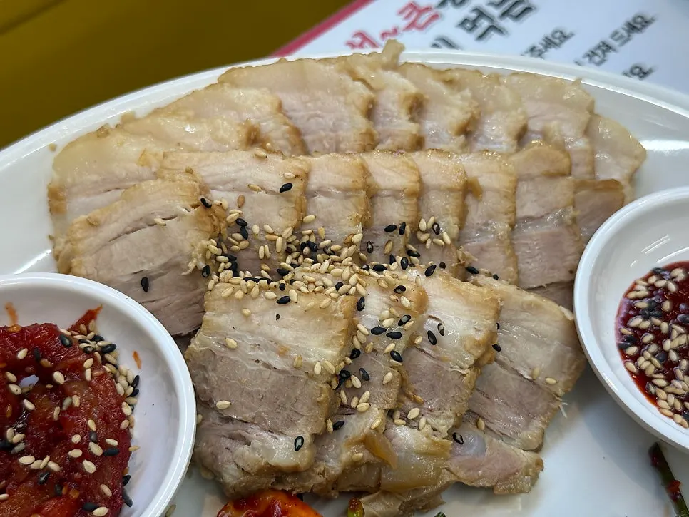 Squid bossam piled generously on a large platter