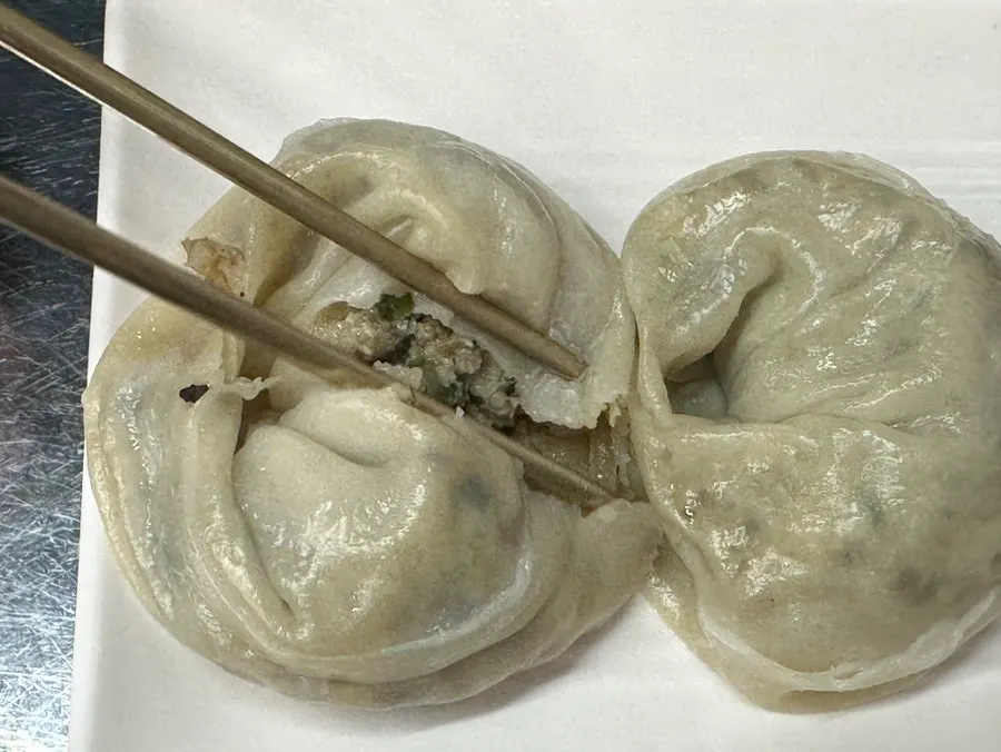 A photo of the generously filled stuffed dumpling
