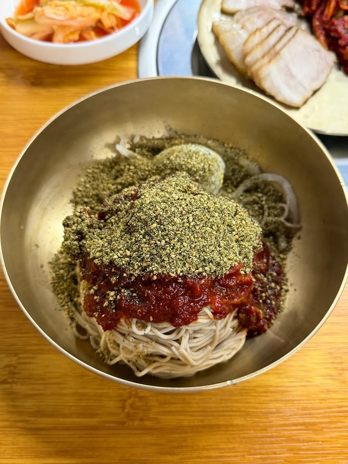 100% buckwheat noodles topped with pollack sashimi