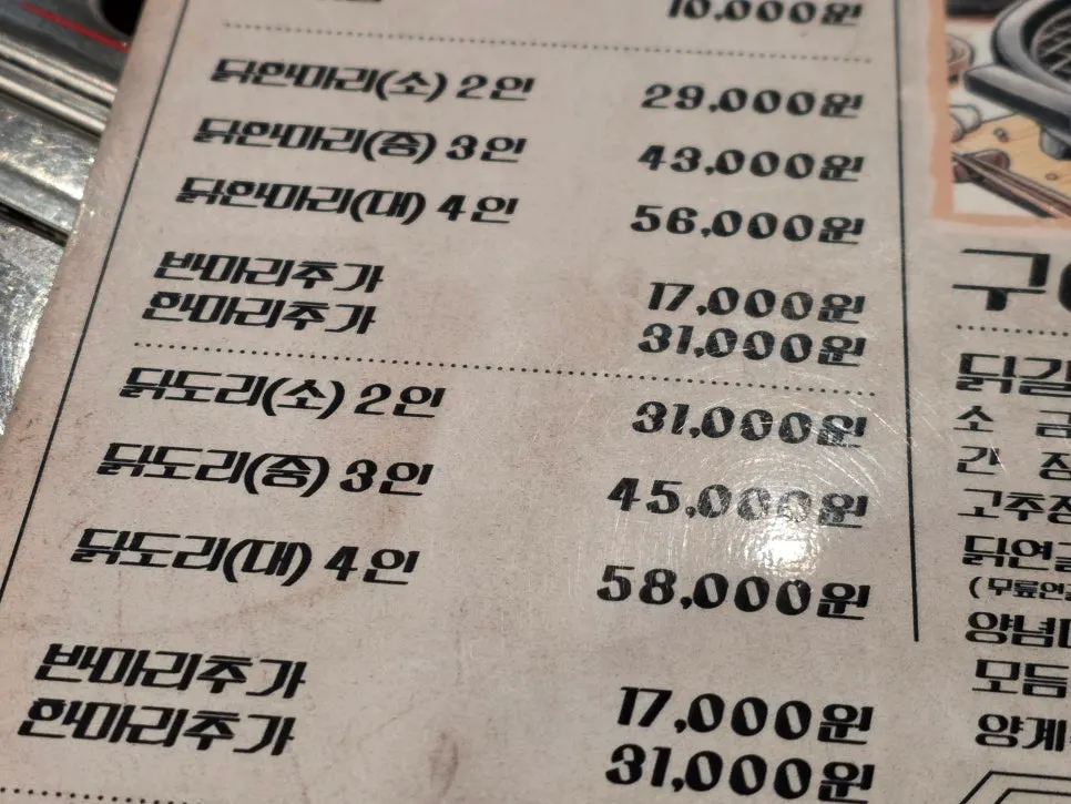 Order of salt and soy sauce dakgalbi