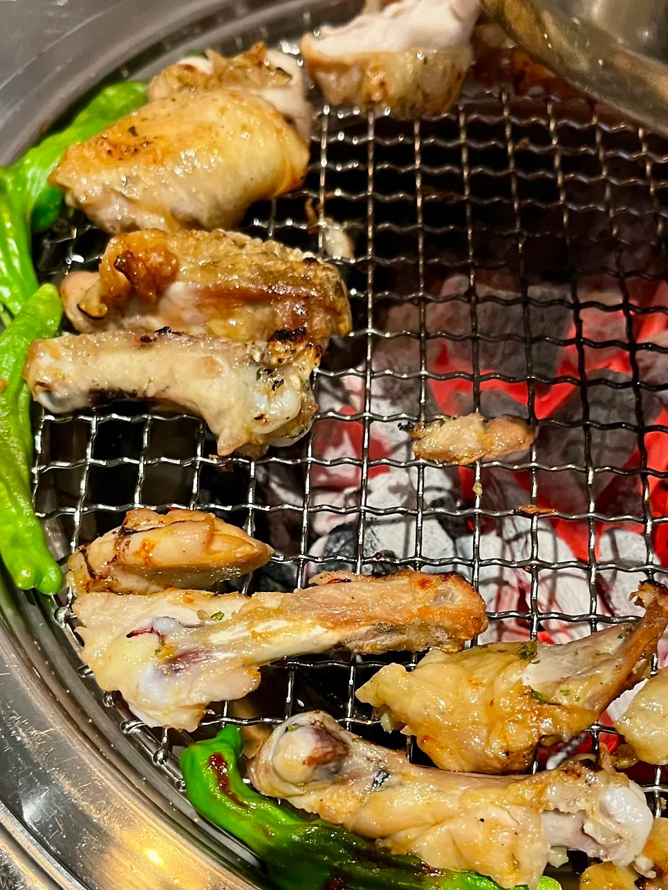 Gochujang chicken galbi over charcoal