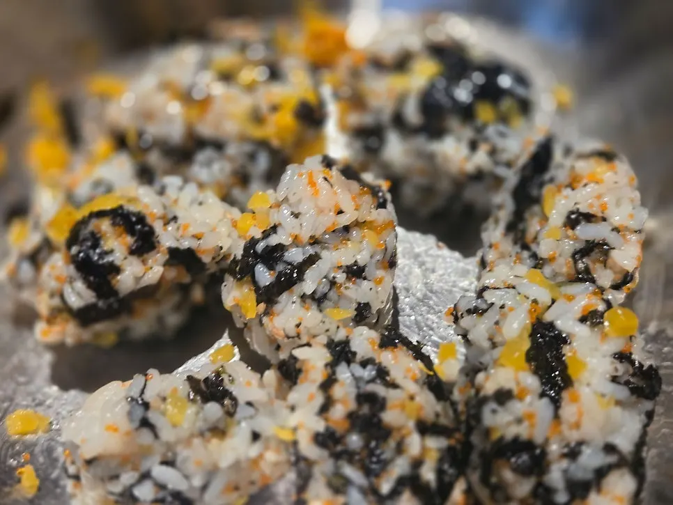 Nutty, savory flying fish roe rice balls