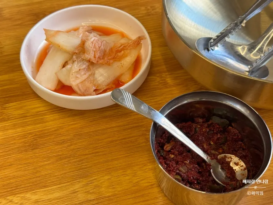 Buckwheat kalguksu and king dumplings together
