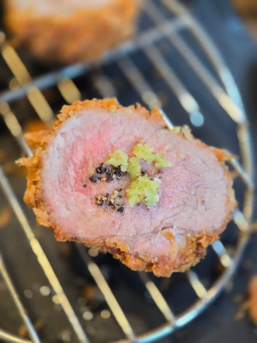 Cross-section of thick hire katsu