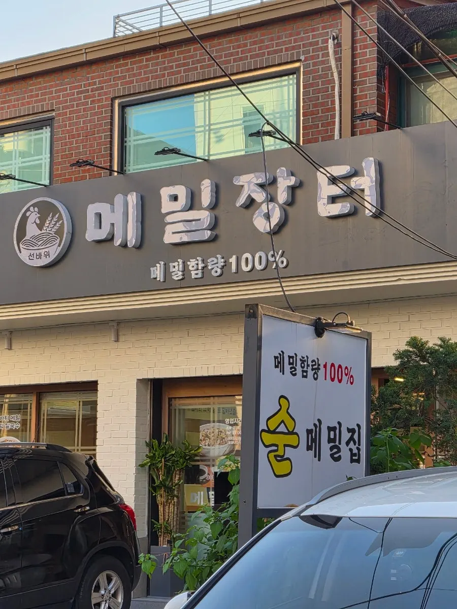 바지락 메밀칼국수와 왕만두 상차림