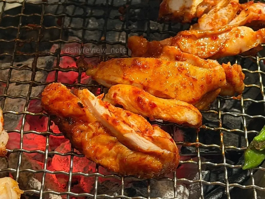 담백한 소금 닭갈비 구운 모습