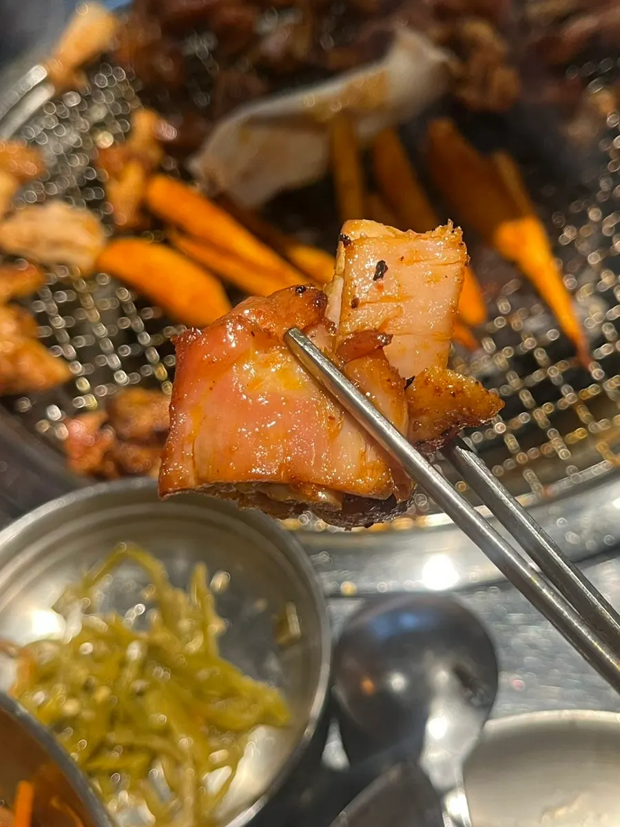 Gochujang dakgalbi cooked through with seasoning soaked in