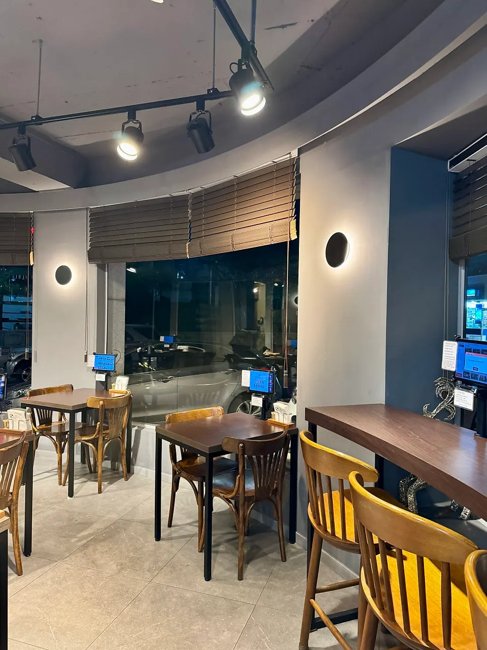 Neatly arranged seating inside Yangjae Katsu