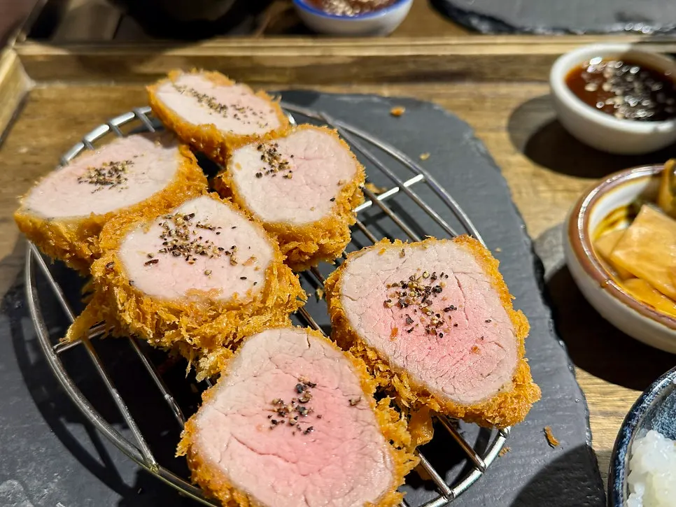 Crispy fried hire katsu served at Yangjae Katsu