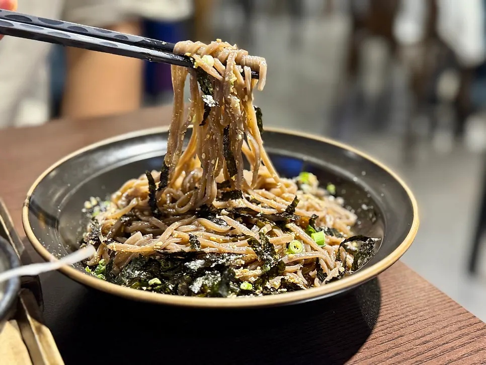 Fragrant perilla oil soba at Yangjae Katsu