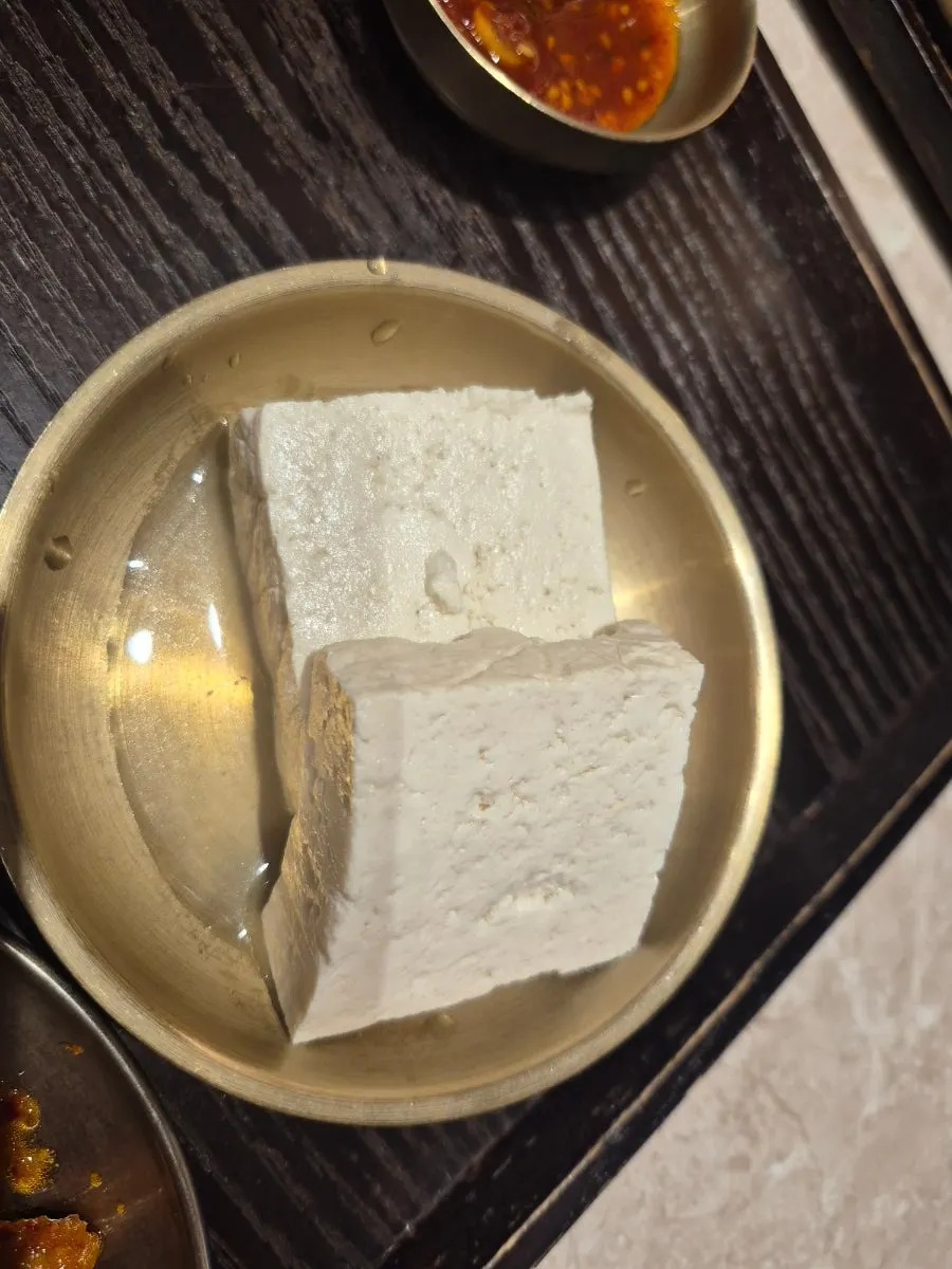 Generously sized tofu served with the meal
