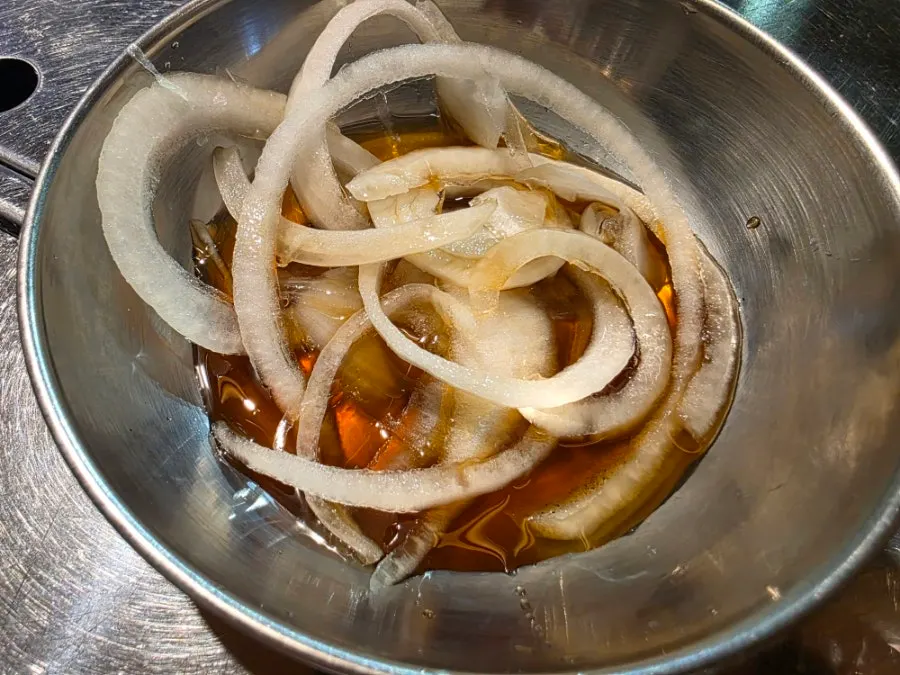 Basic side-dish spread at a Korean barbecue restaurant