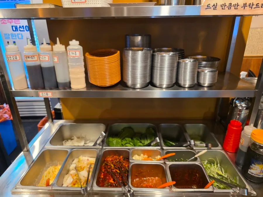 Basic galbi meal spread