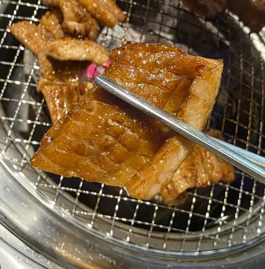 Marinated galbi cut into bite-size pieces