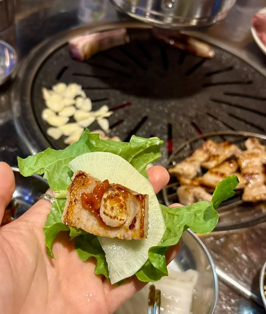 Golden brown grilled raw pork ribs
