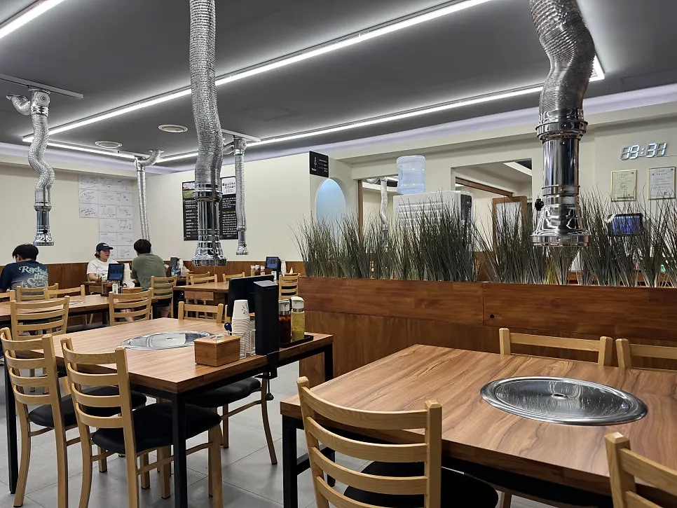 Interior with generously spaced tables