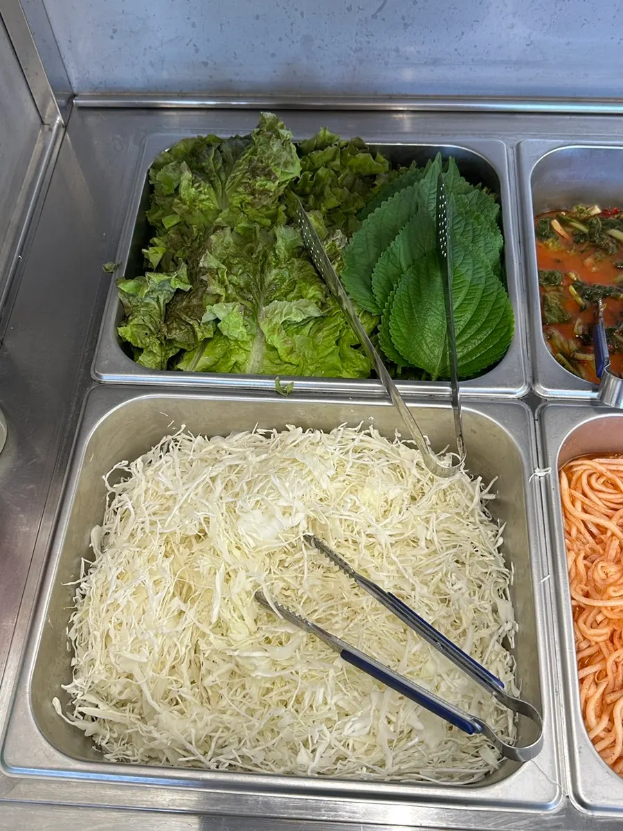 Self-serve side dish bar in the restaurant