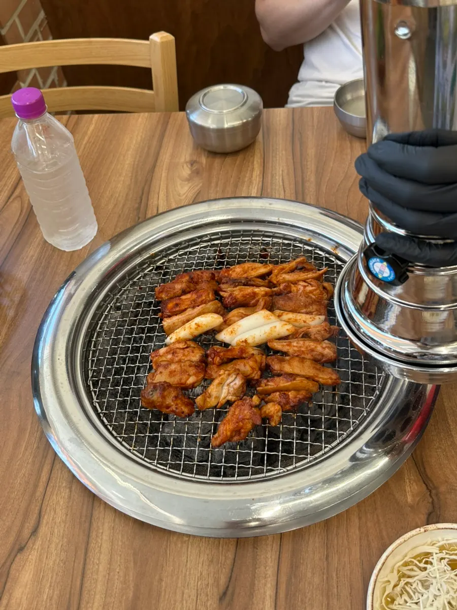 Charcoal dakgalbi cooked to the perfect point for eating