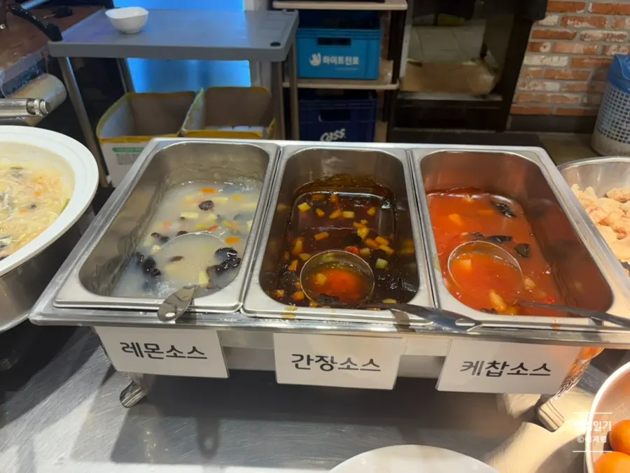 Buffet corner with fried rice and tangsuyuk