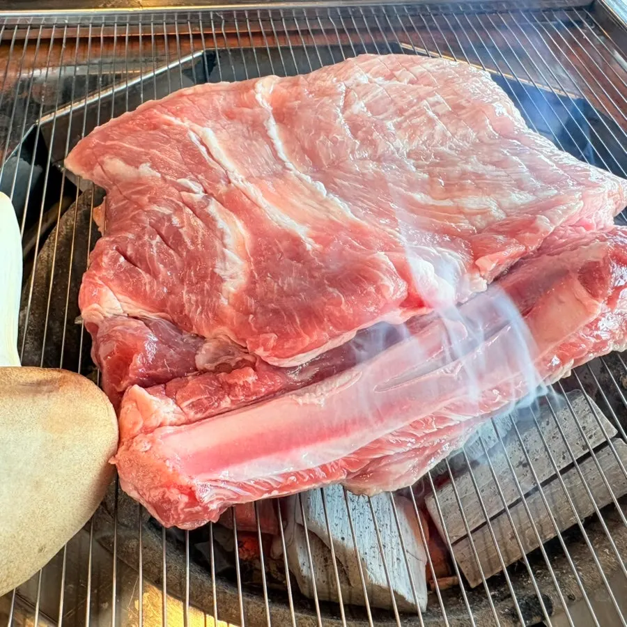 Close-up of galbi grilling