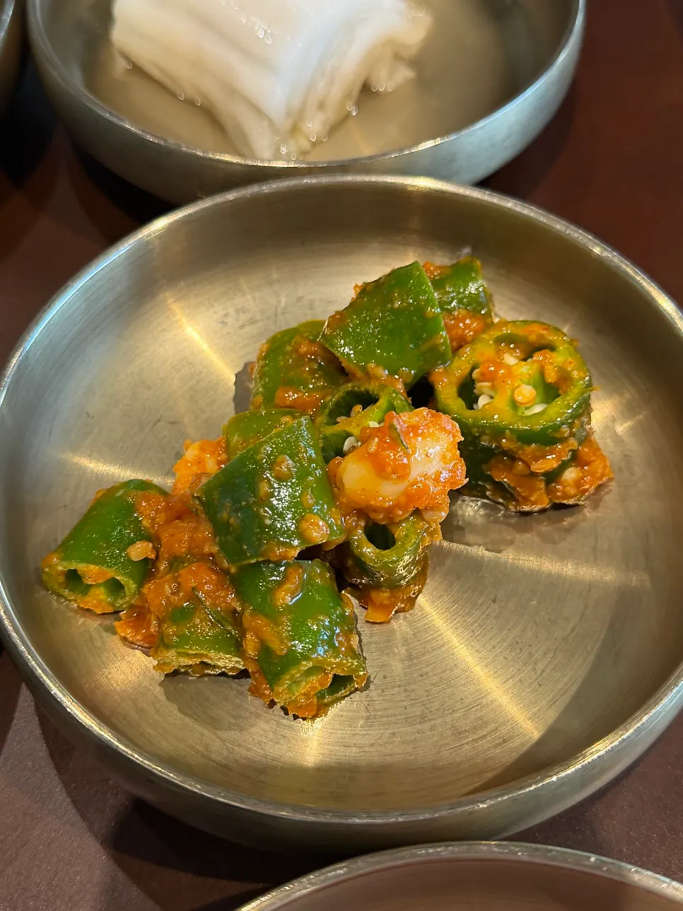 Plate of seasoned vegetables and muchim at Manpo Garden