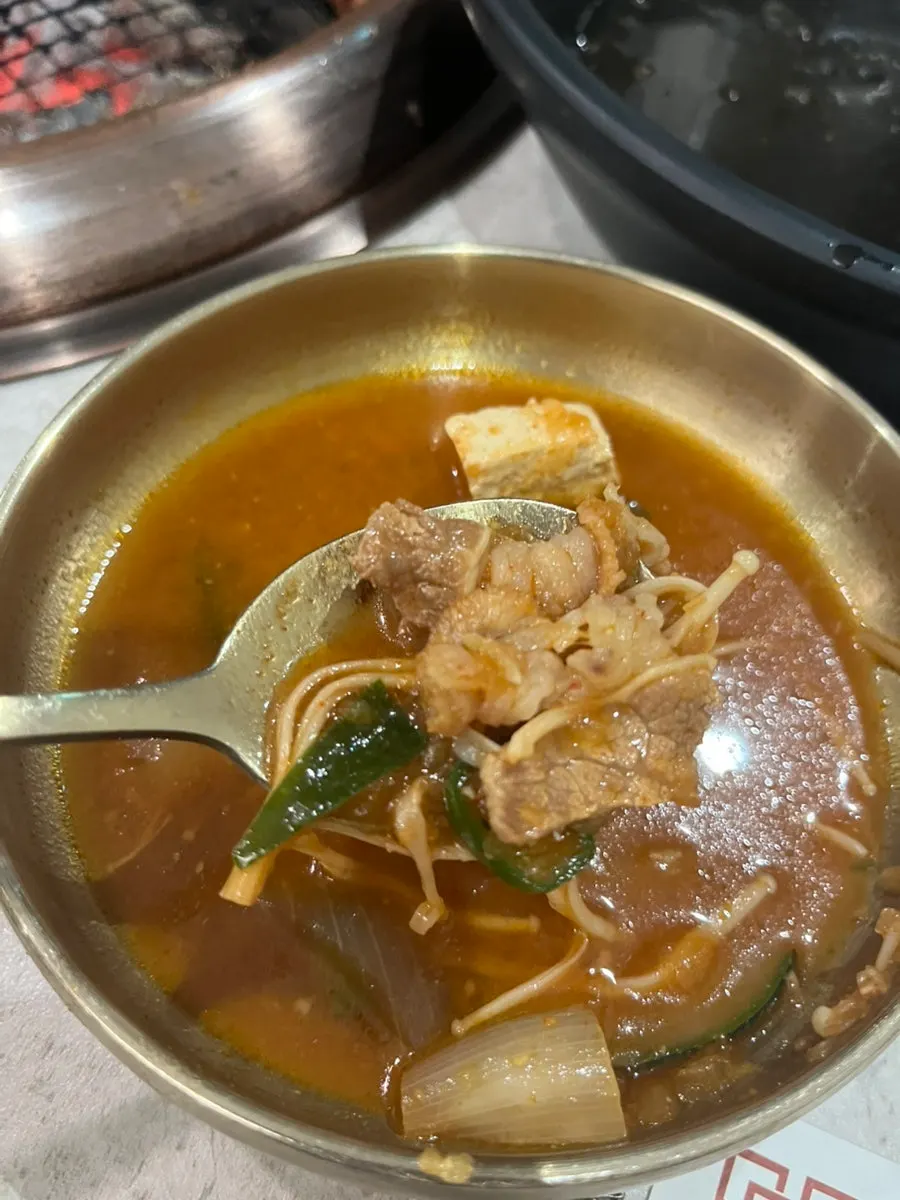 Chadol dwenjang jjigae loaded with beef brisket