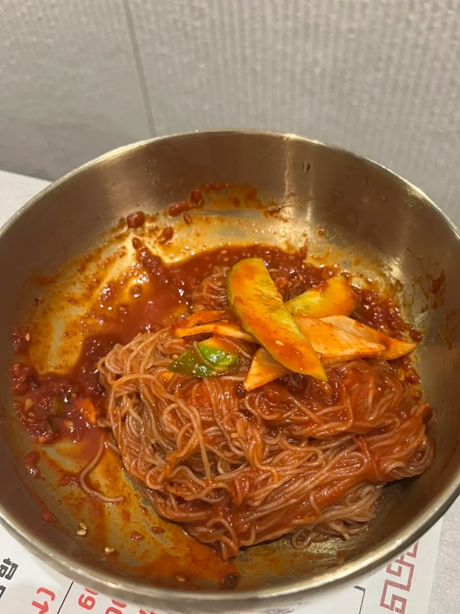 Handmade mul naengmyeon served for dessert