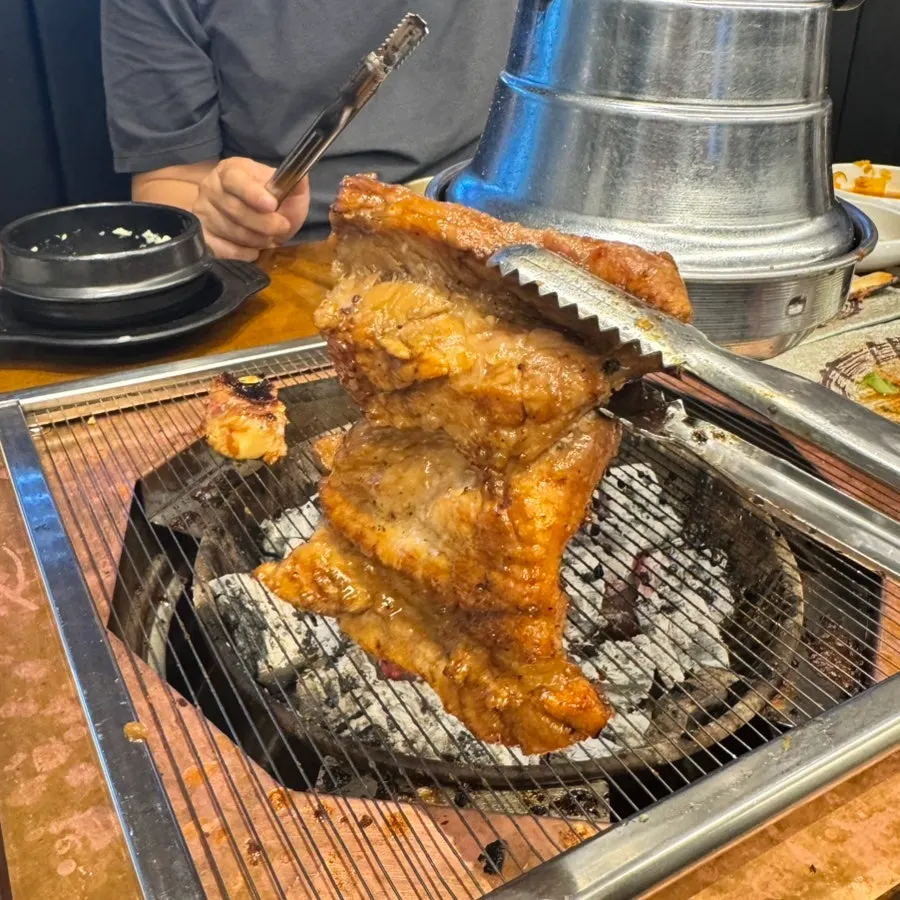 Marinated ribs cooking to a golden color
