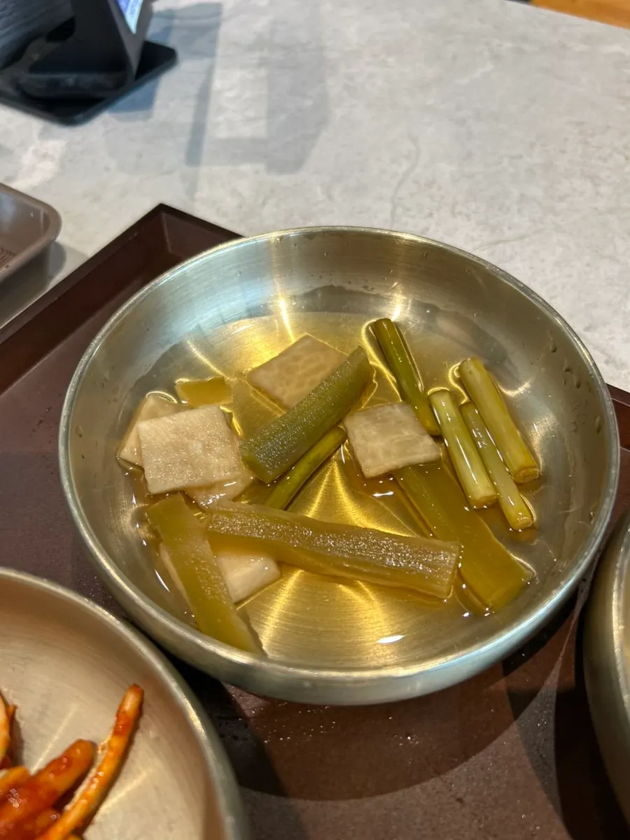 White kimchi and spicy cucumber salad