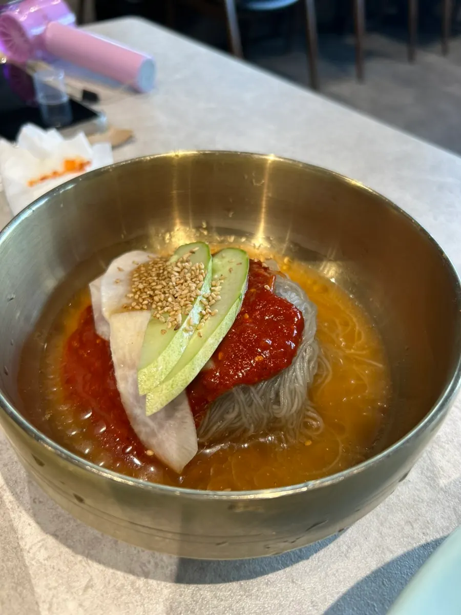Free dessert bibim naengmyeon (spicy cold noodles)
