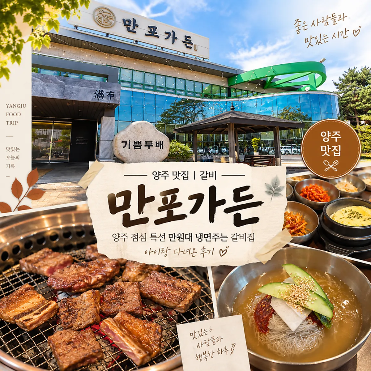Featured photo of Manpo Garden's lunch special galbi spread in Yangju
